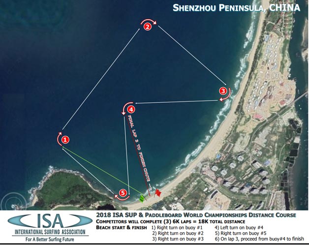 2018 ISA World SUP en Paddleboard Championships Map Distance Course